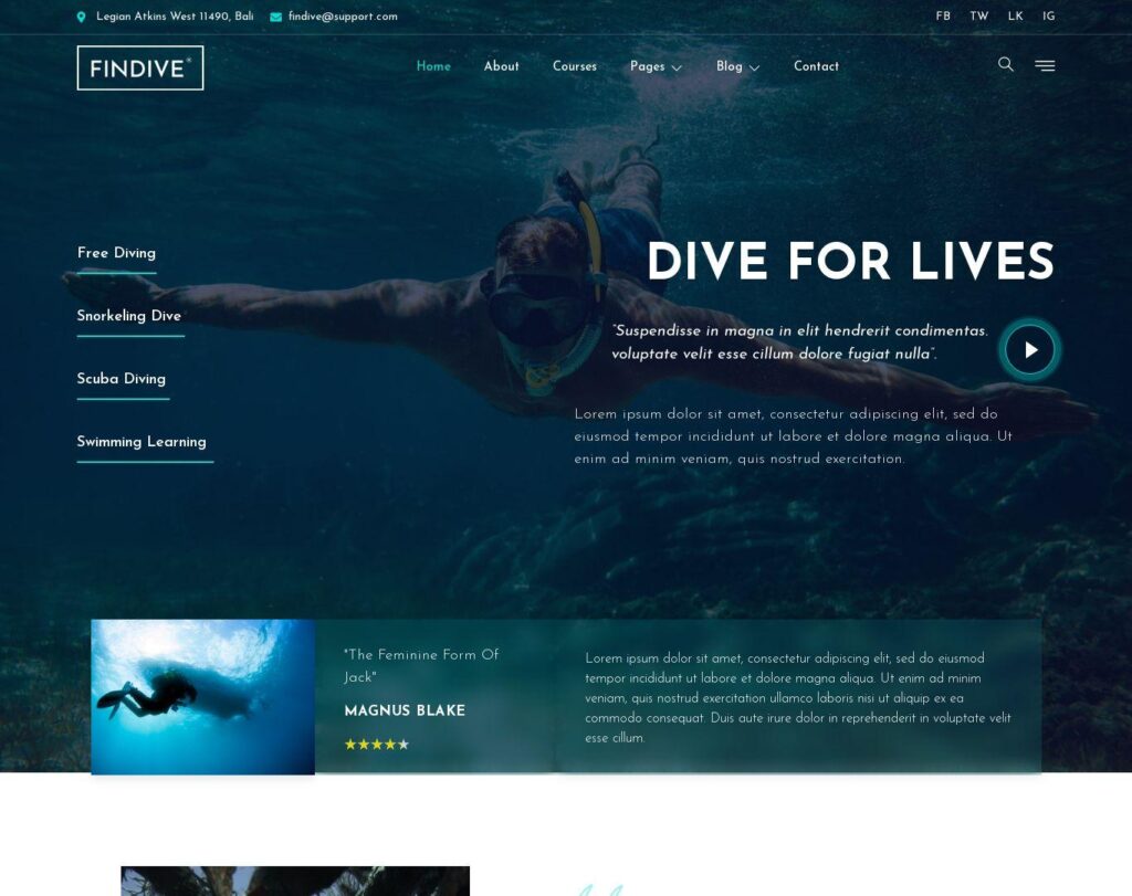 Site prezentare findive scuba