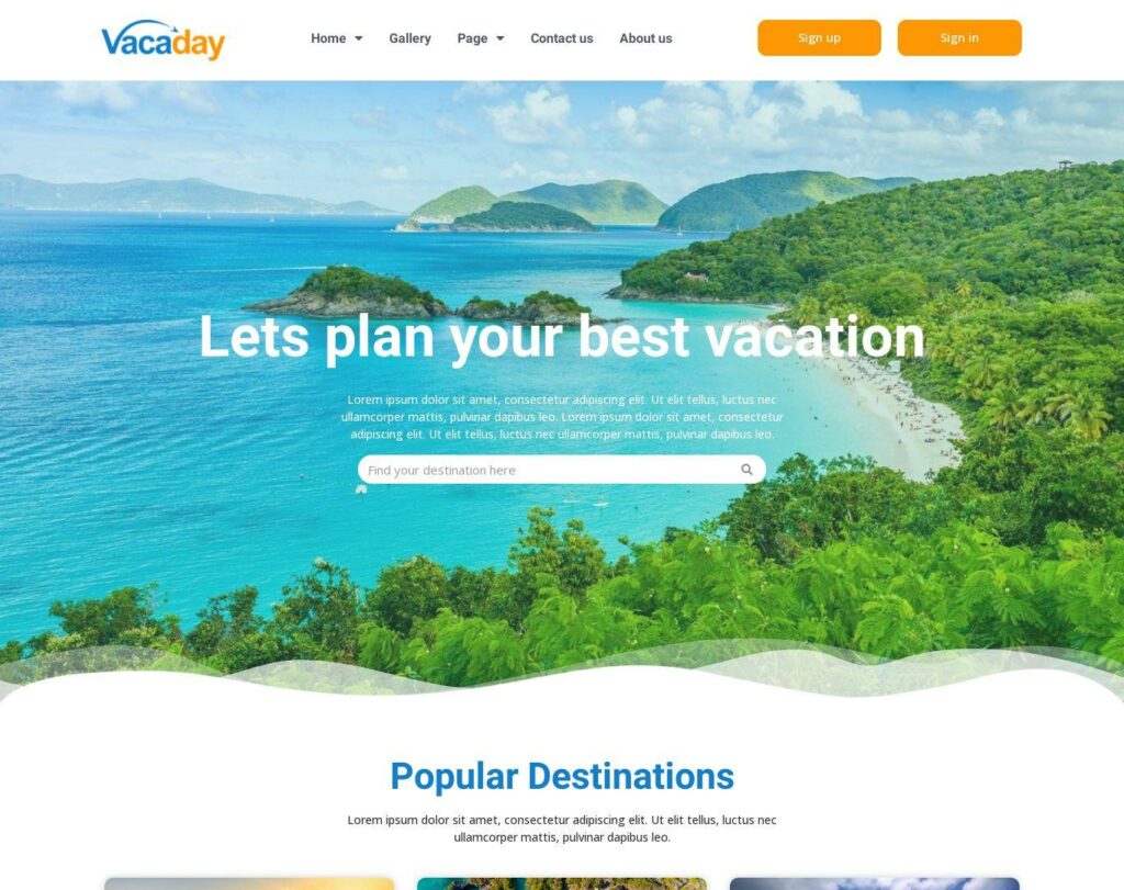Site prezentare vacaday travel