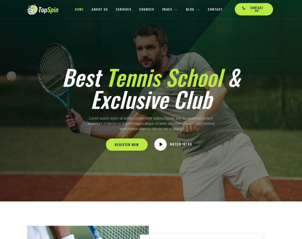Site prezentare topspin tennis