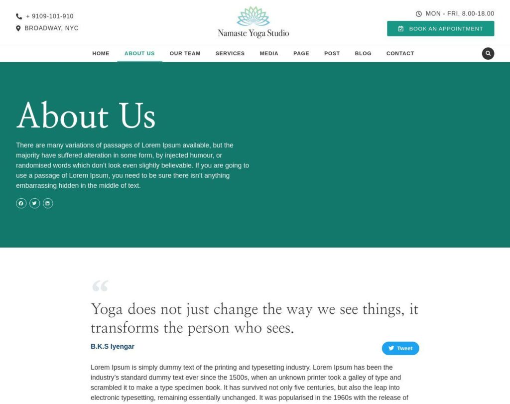 Site prezentare namaste yoga