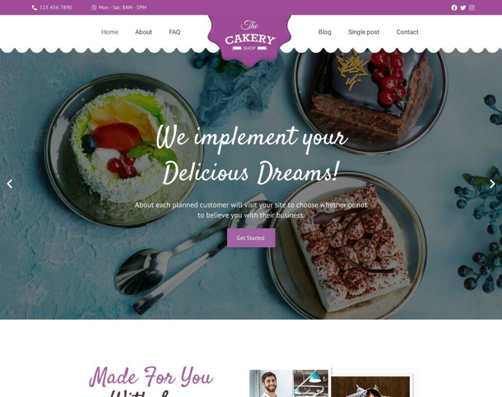 Site prezentare cakeryshop bakery