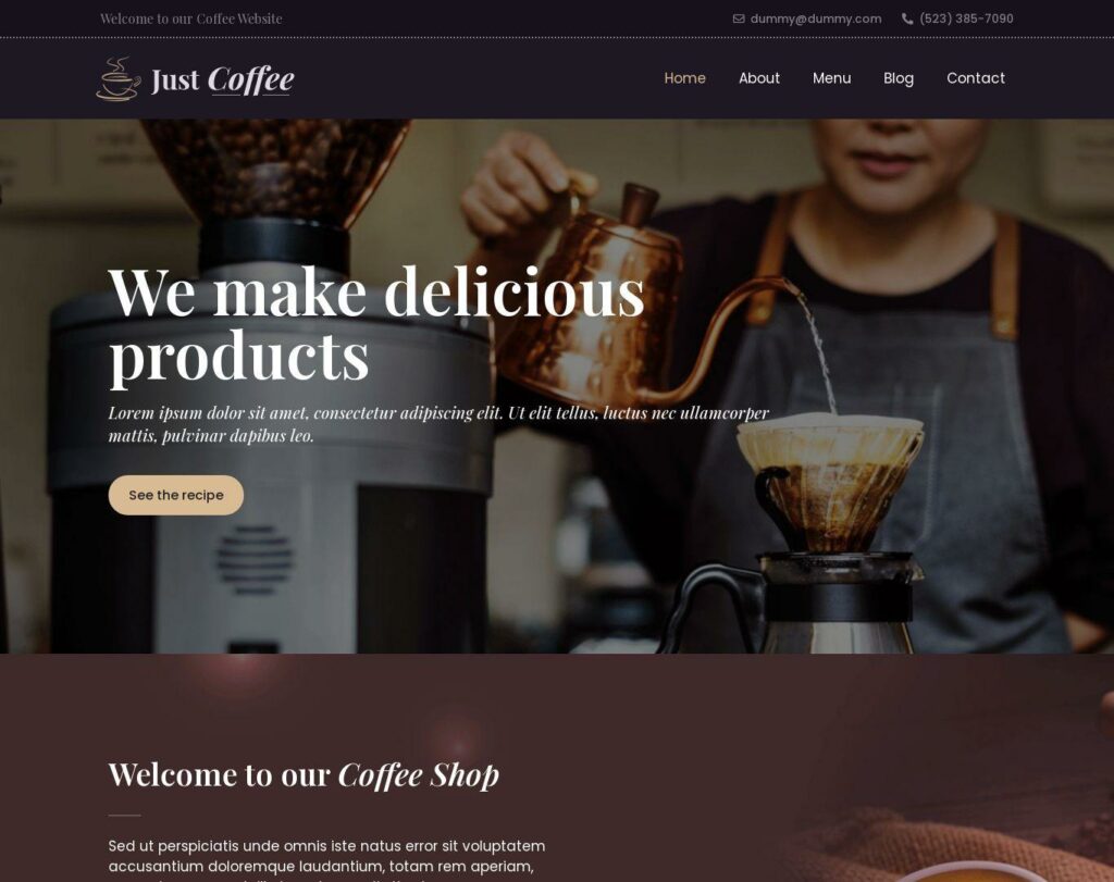 Site prezentare justcoffee cafe